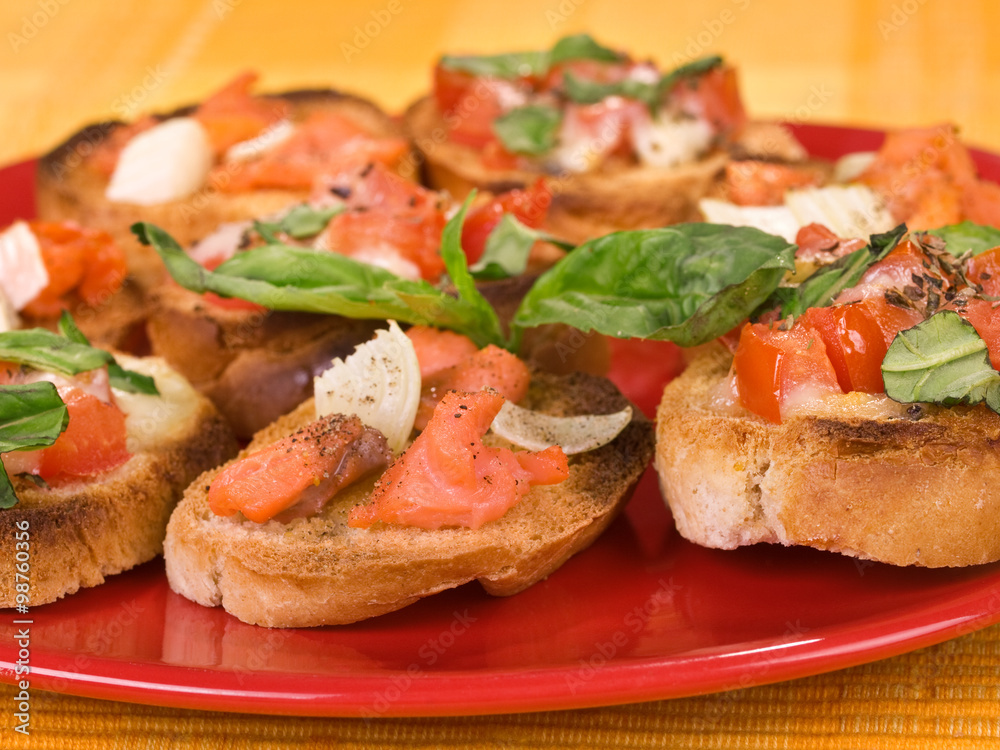 Bruschetta with smoked salmon Bruschetta with smoked salmon