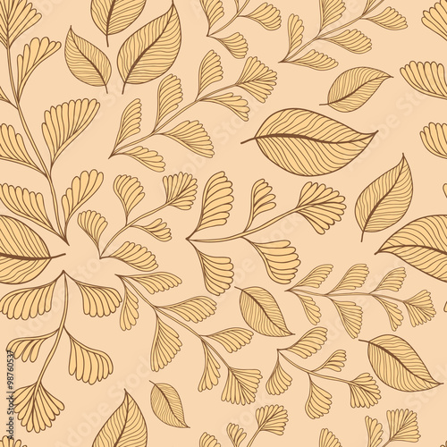 Leaves branches seamless pattern background. Vector illustration.