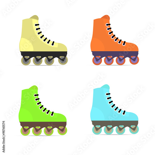 Roller skates in flat style