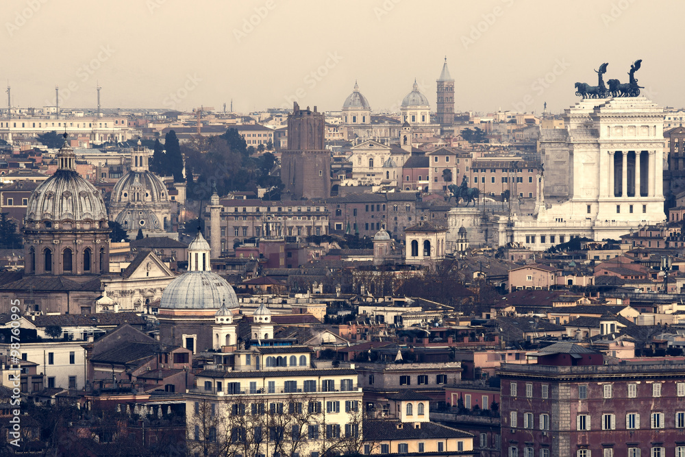 vintage landscape of Roma, Italy