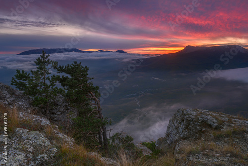 Evening landscape in the mountains