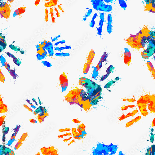 seamless pattern - painted hands