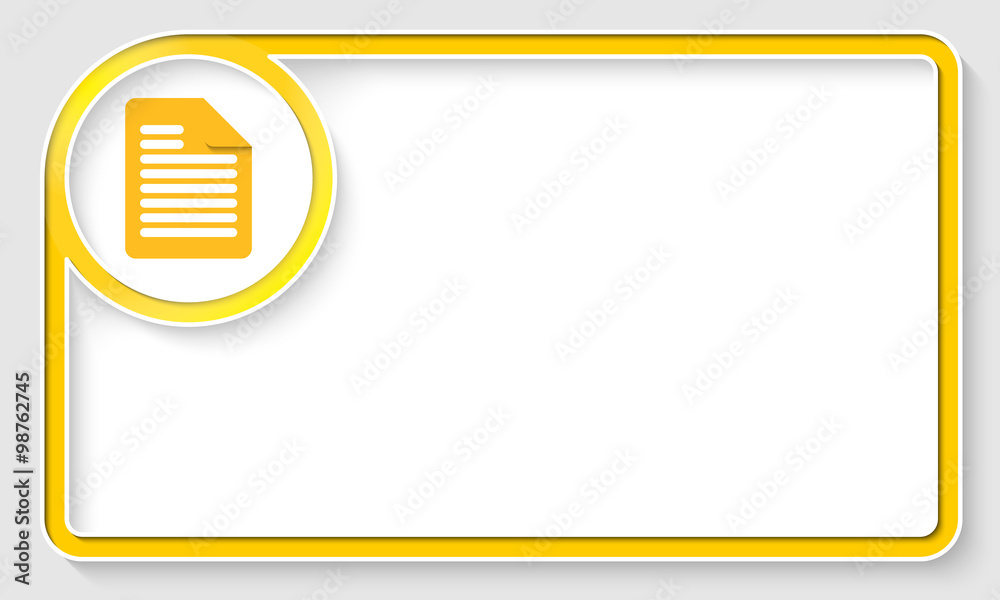Yellow text frame and white circle box with document icon Yellow text frame and white circle box with document icon