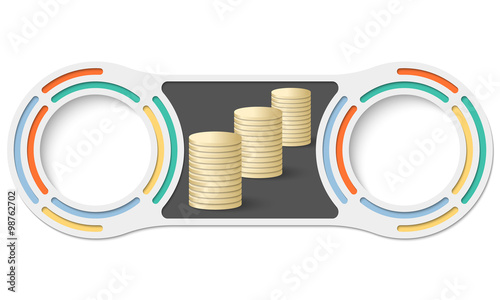 Two circular connected boxes for your text and coin