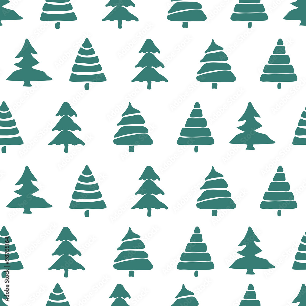 Obraz premium Fir tree seamless pattern