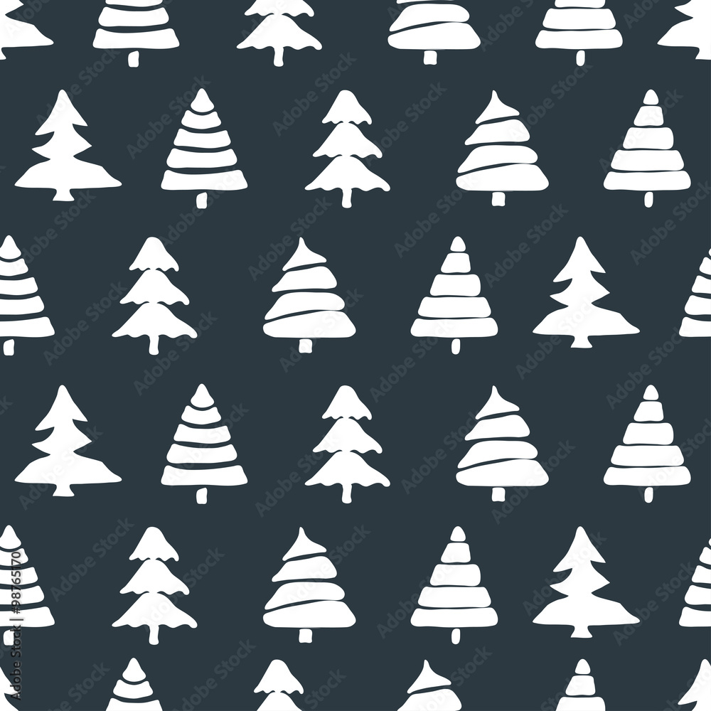 Obraz premium Fir tree seamless pattern