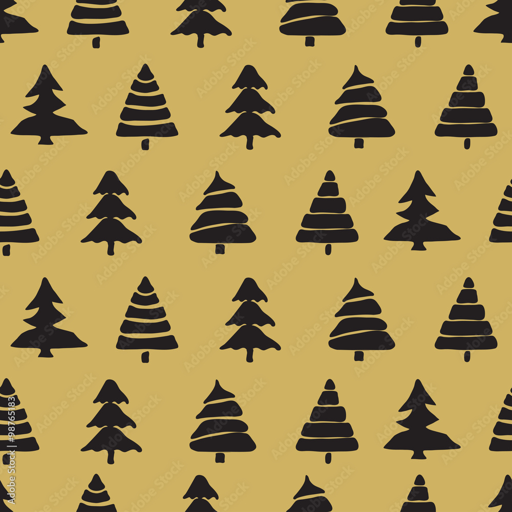Obraz premium Fir tree seamless pattern