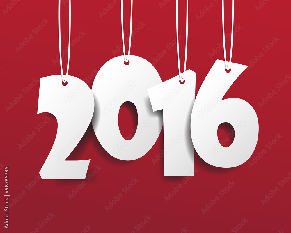 Vector Modern red simple Happy new year 2016 card with a long sh Vector Modern red simple Happy new year 2016 card with a long sh