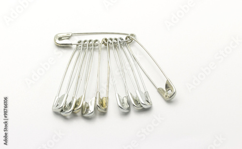 Safety pin isolated on white background