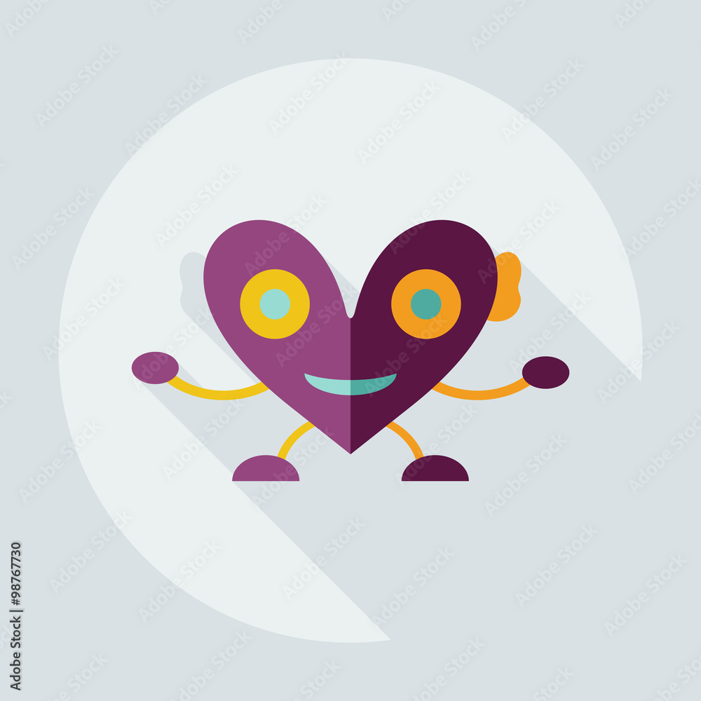Flat modern design with shadow icons big heart Flat modern design with shadow icons big heart