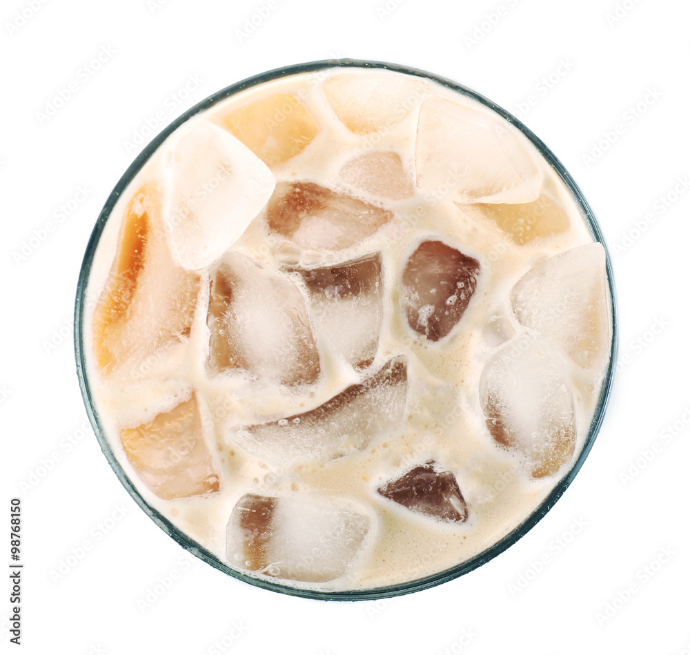 Cup of ice coffee, isolated on white