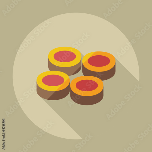 Flat modern design with shadow icons Japanese sushi