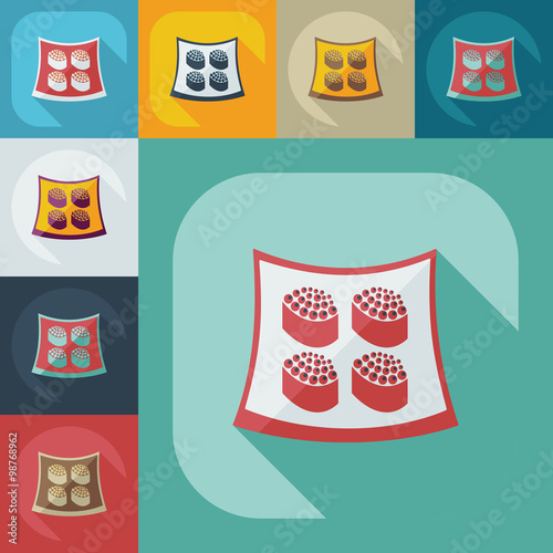 Flat modern design with shadow icons Japanese sushi