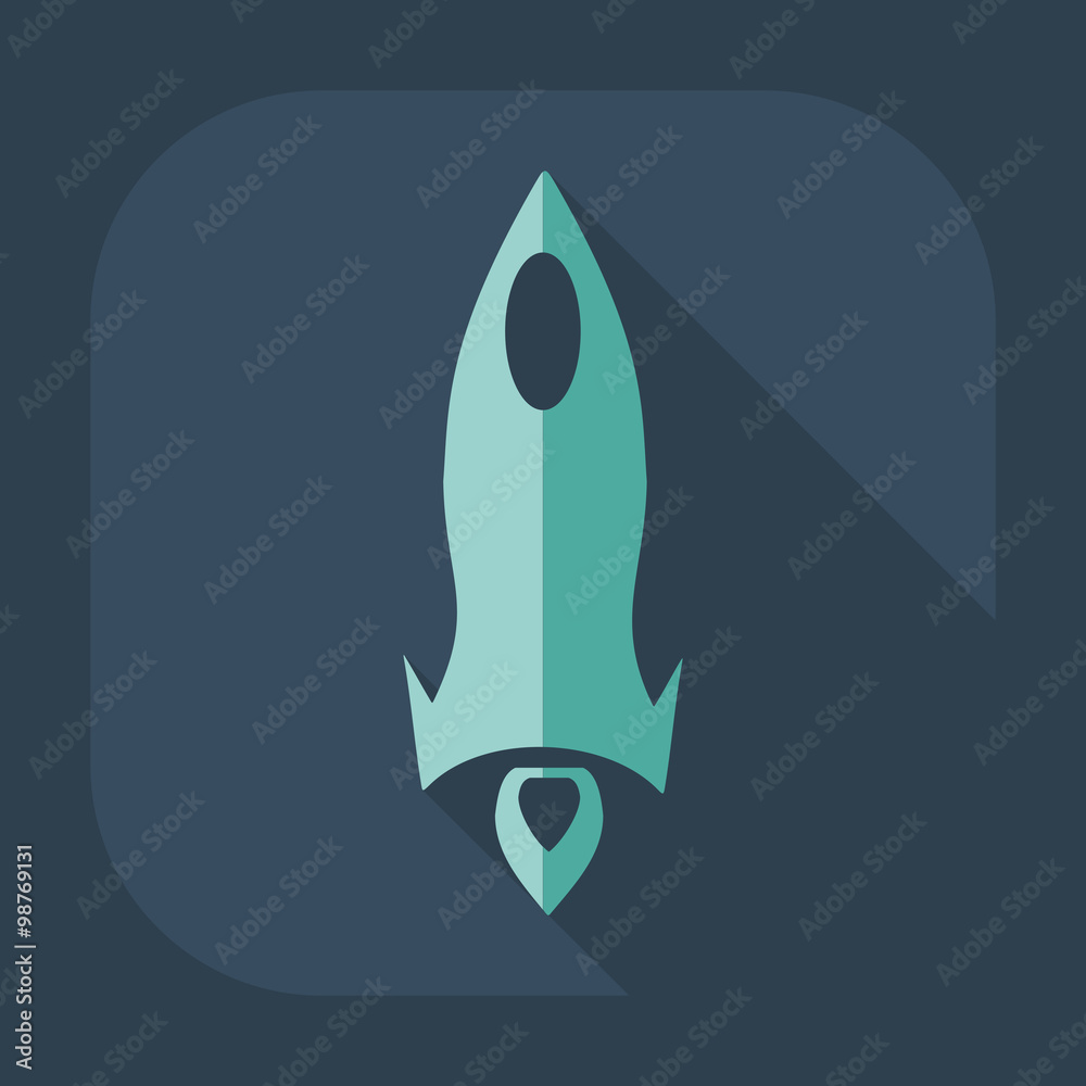 Flat modern design with shadow icon rocket Flat modern design with shadow icon rocket
