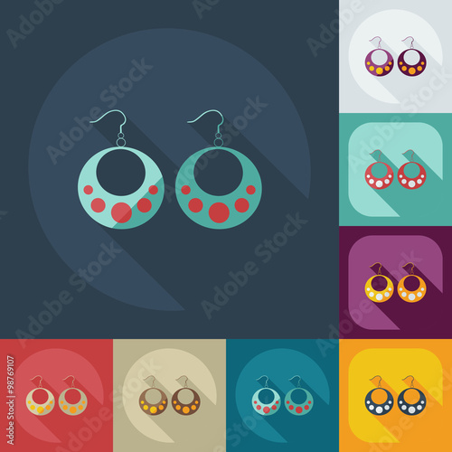 Flat modern design with shadow icons bijouterie