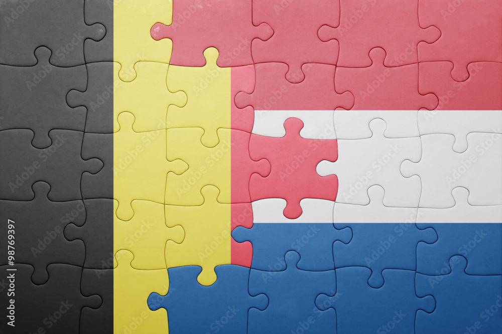 puzzle with the national flag of netherlands and belgium puzzle with the national flag of netherlands and belgium