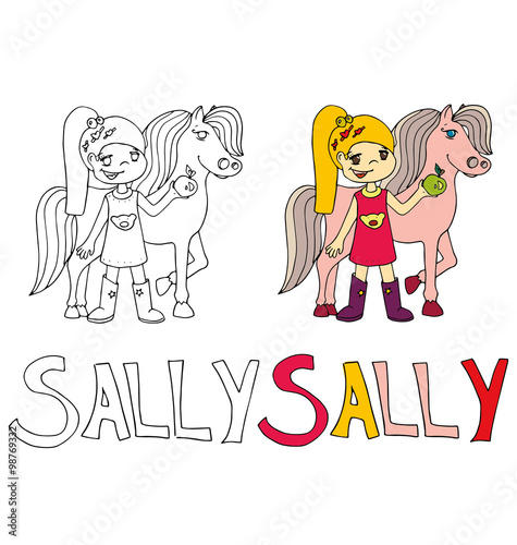 the simple drawing cartoon and with color of the image of children with different names in the compatibility with the character