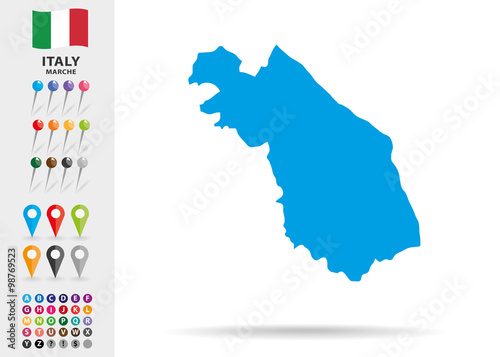 Map of Marche in Italy