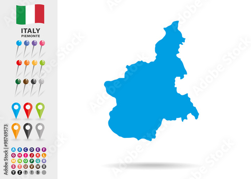 Map of Piemonte in Italy