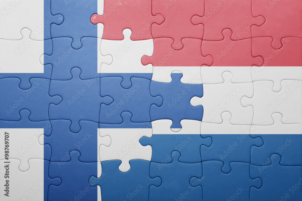 puzzle with the national flag of netherlands and finland puzzle with the national flag of netherlands and finland