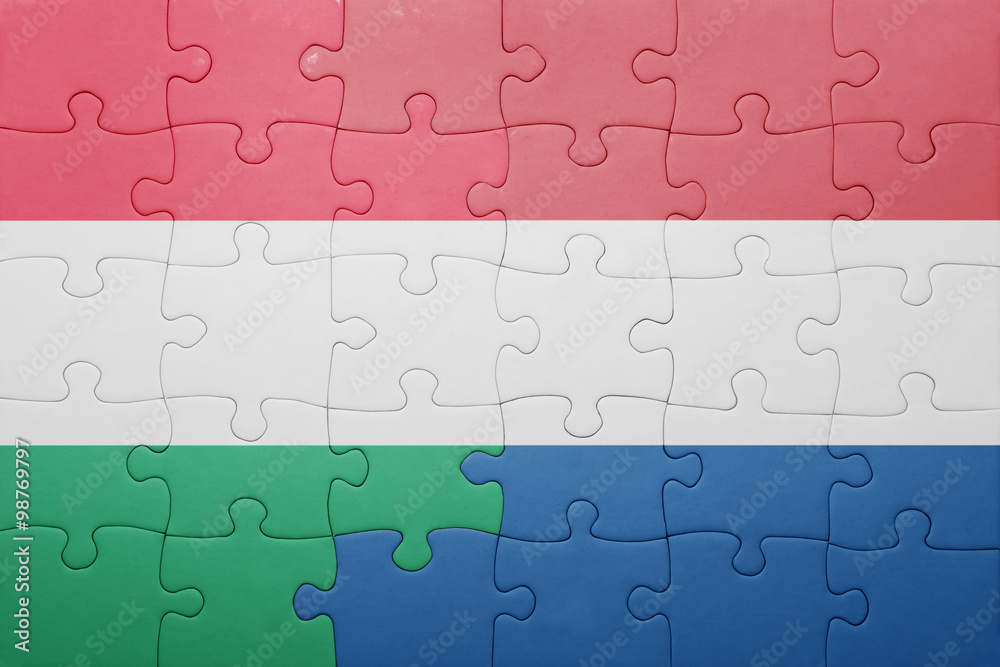 puzzle with the national flag of netherlands and hungary puzzle with the national flag of netherlands and hungary