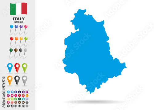 Map of Umbria in Italy