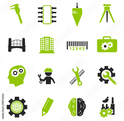 Engineering vector icons set on gray