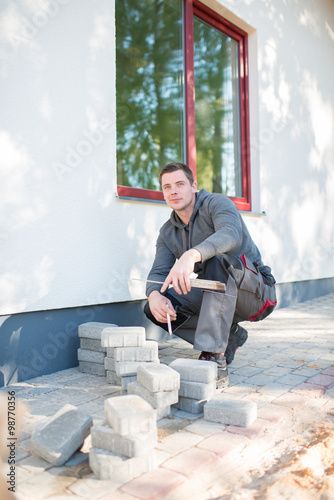 Construction worker dreaming about salary