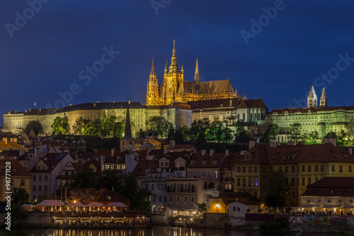 Castle by night in Prague, Czech Republic