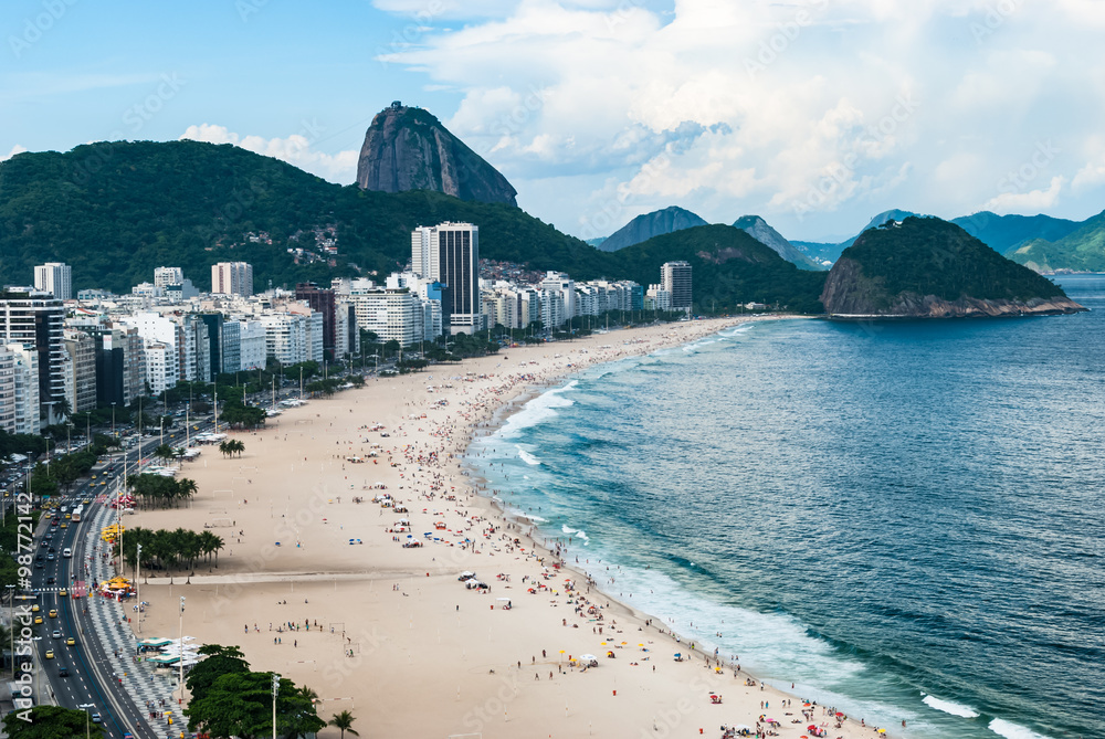 Aerial view at famous Copacabana Rio de Janeiro Brazil