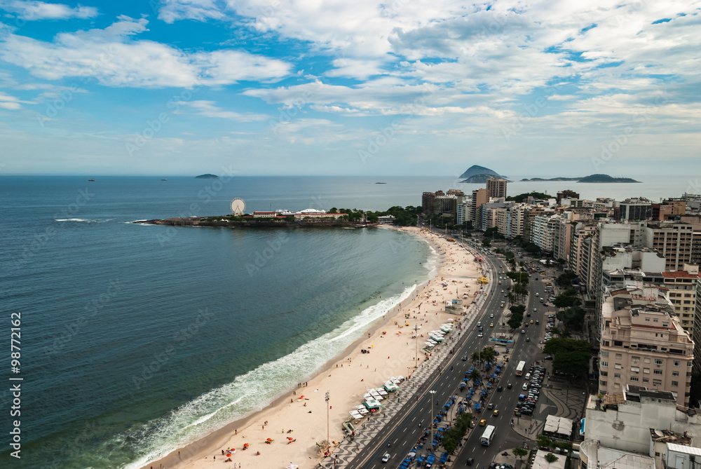 Aerial view at famous Copacabana Rio de Janeiro Brazil