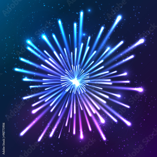 Bright neon vector firework