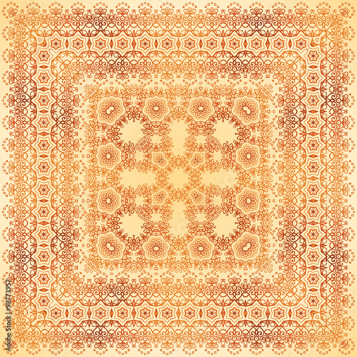 Vintage beige lacy ornate shawl vector pattern