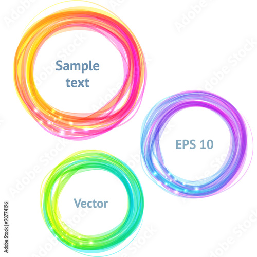 Round colorful spectrum banners for text