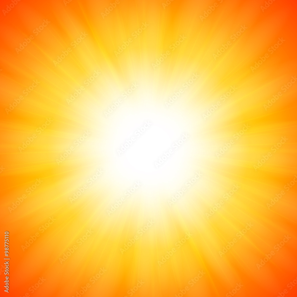 Orange shining vector sun