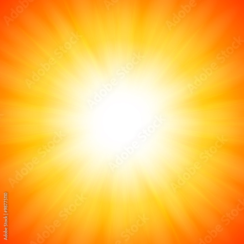 Orange shining vector sun