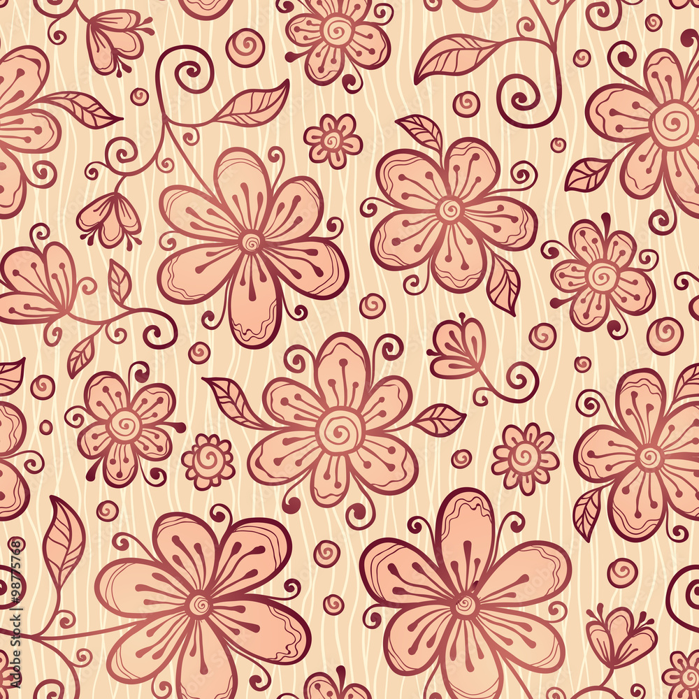 Ornate vector doodle flowers background