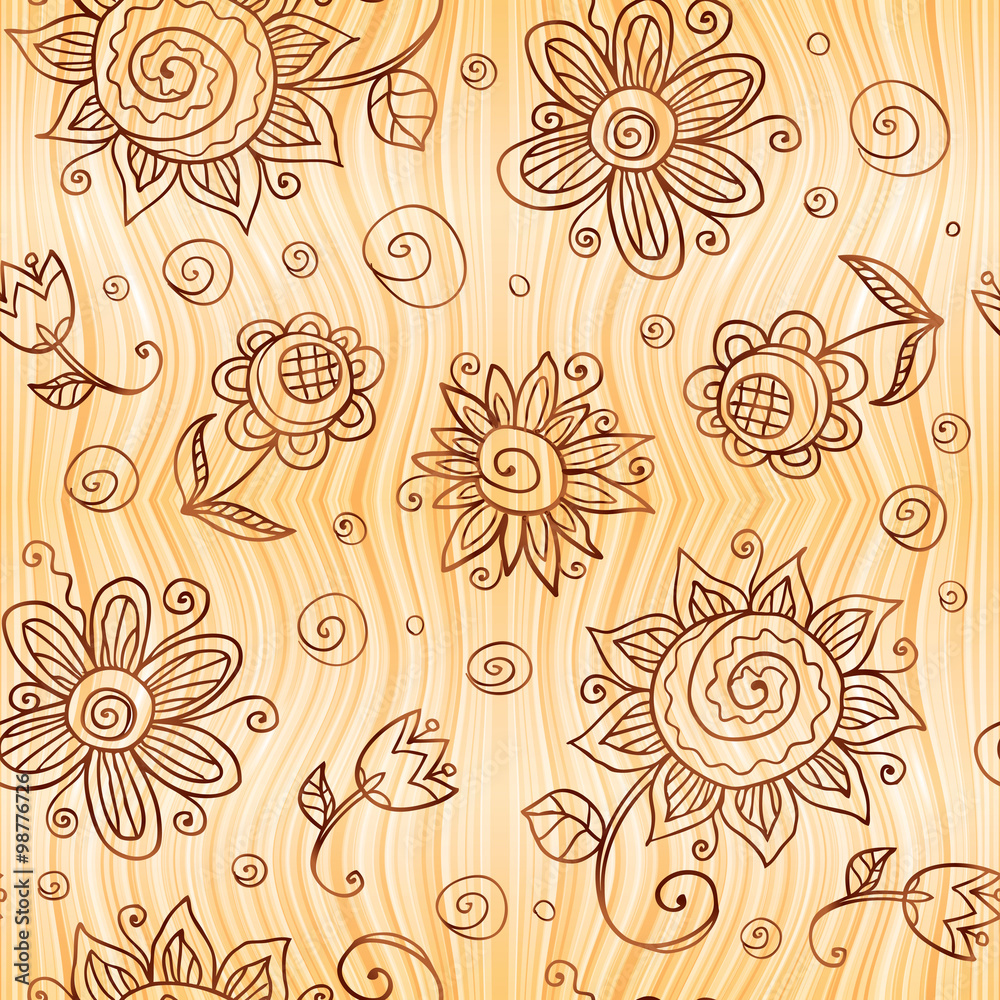 Ornate vector doodle flowers seamless pattern Ornate vector doodle flowers seamless pattern