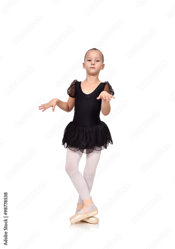 Naklejka premium girl dances ballet in her ballerina tutu