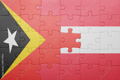 puzzle with the national flag of east timor and austria