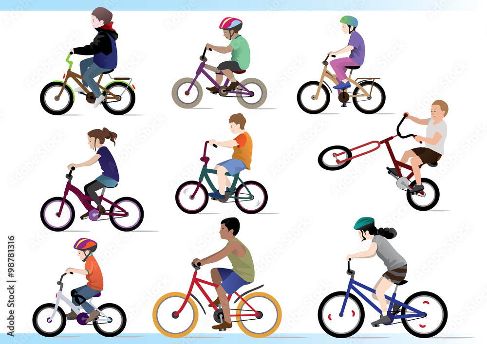 Obraz premium Kid bikers. Have fun!