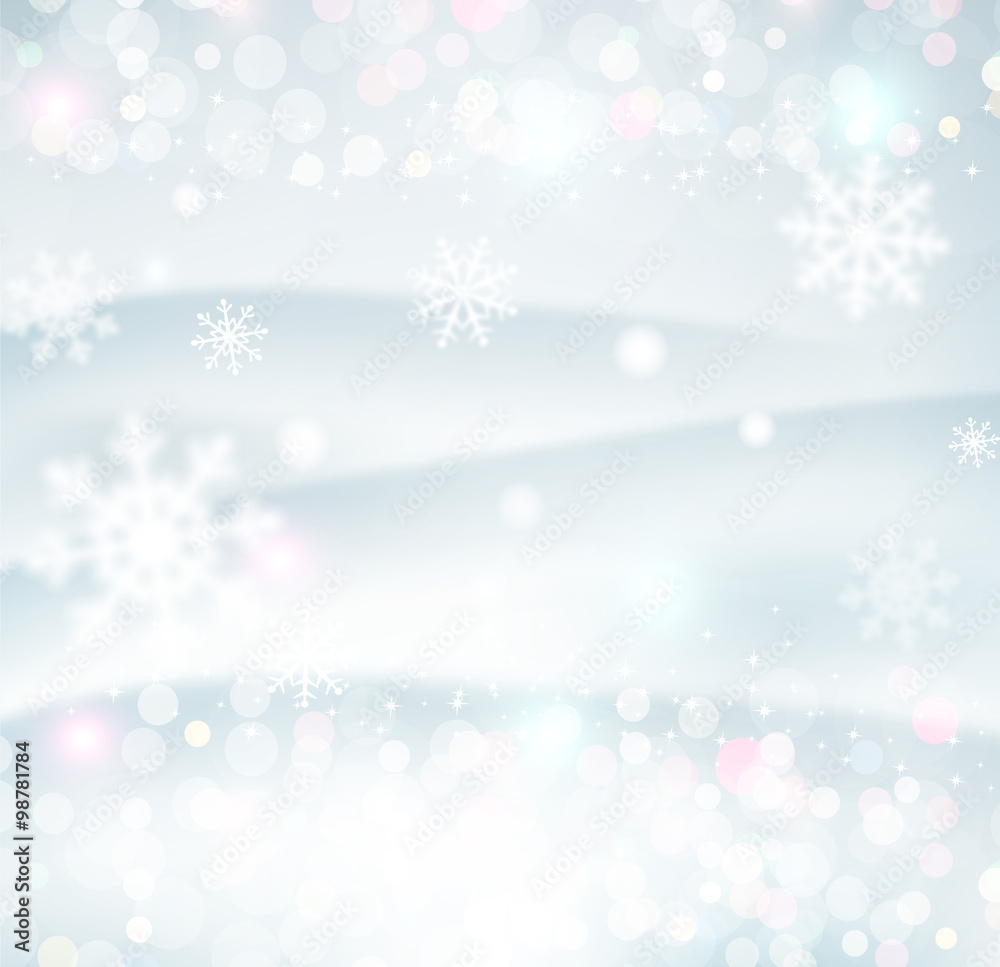 vector Christmas background with snowflakes blurred in the backg