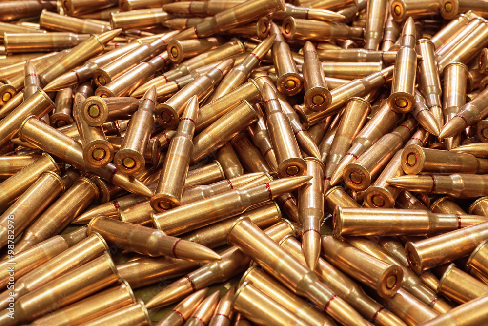 ammo to machine guns as background ammo to machine guns as background