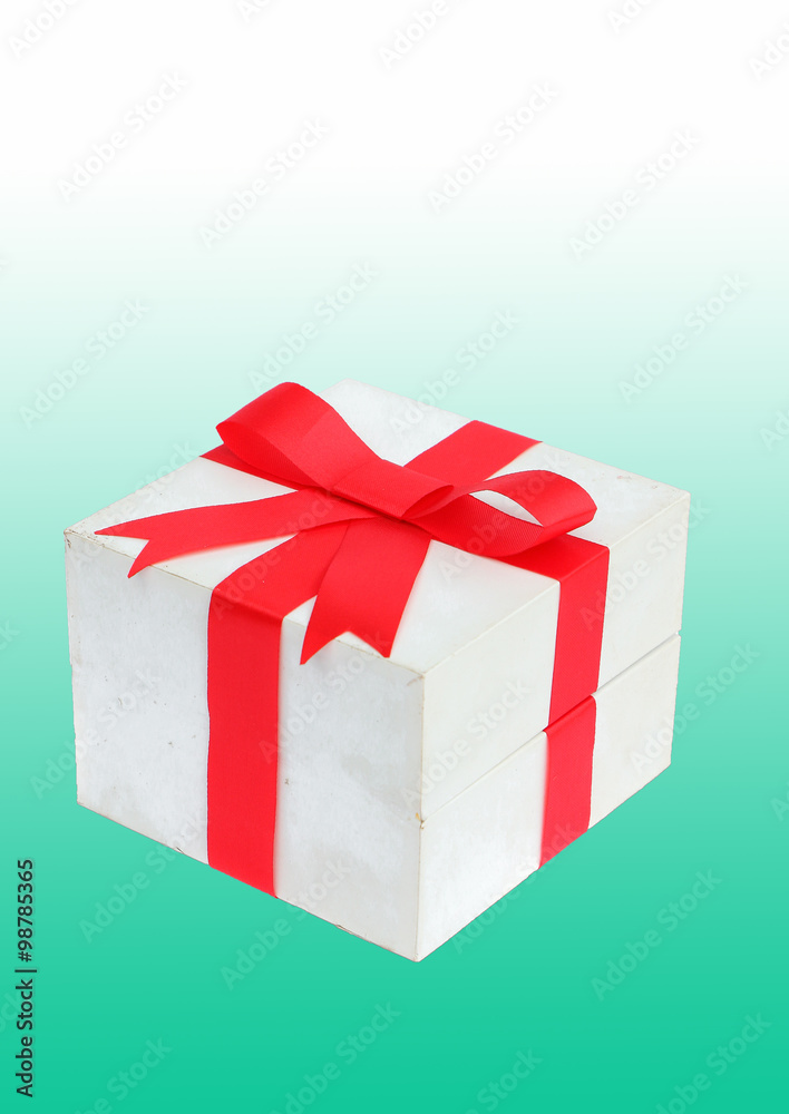 Red bow gift on green background. Red bow gift on green background.