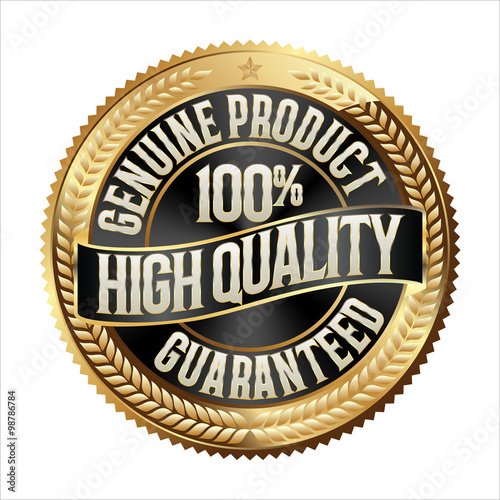 Gold and Black Badge on White Background. High Quality.