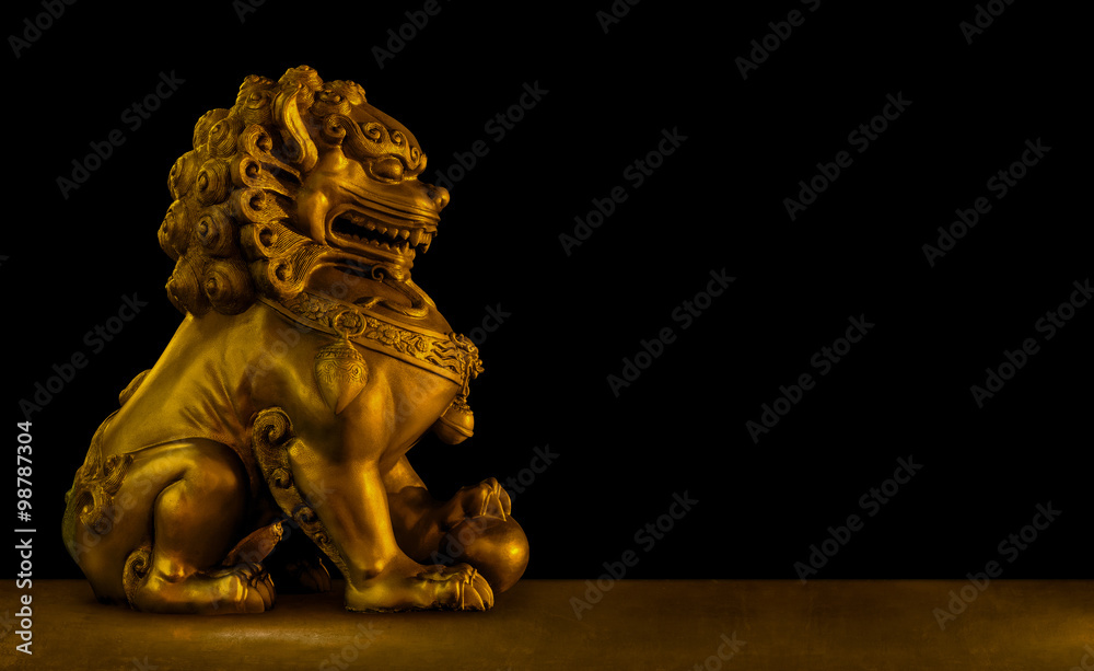 Chinese Lion isolated on black background include vector path Chinese Lion isolated on black background include vector path