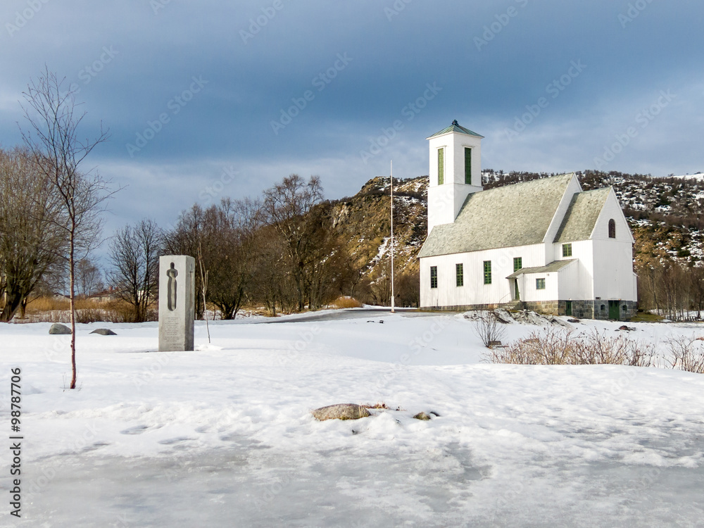 Church in Melbu on Hadsel Island in Vesteralen, Norway