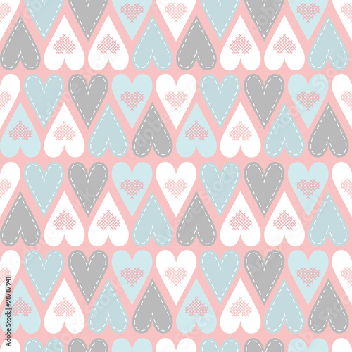 Pattern with pastel hearts