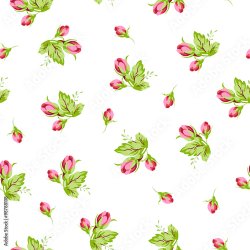 Pattern with small buds roses