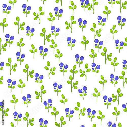 Seamless floral pattern with blueberries